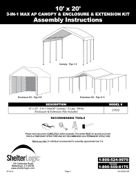 Quictent 20' x 20' heavy duty party tent with 8 sides and 2 zipper doors (gm1410. Shelterlogic 23532 Installation Guide Manualzz
