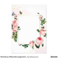 pink roses white rectangle invitation card zazzle com pink roses invitation card party pink invitations