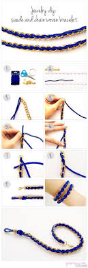 Diy Suede And Chain Woven Bracelet Woven Bracelet Diy Chain Bracelet Diy Jewelry Crafts