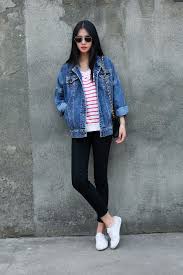 Black Jeans And Blue Denim Jacket 