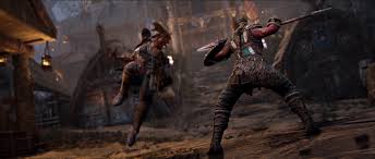 A thrilling silver and gold for honor medieval fantasy action video game event poster featuring season 5 apollyon's legacy heroes viking warlord, knight warmonger, samurai orochi, and knight centurion standing on a mountain pile of warrior armor helmets, swords, and shields under a dark cloudy sky. Simon Moreau