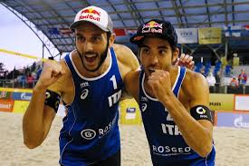 Lupo Nicolai Flexing Their Muscles After The Big Victory In The Semis Beach Volleyball Pictures Volleyball Pictures Beach Volleyball
