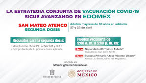 Así se aplicará la segunda dosis de la vacuna anticovid a adultos mayores en 5 alcaldías de cdmx. Gobierno Del Estado De Mexico On Twitter Estrategiadevacunacion A Partir De Hoy Y Hasta Manana 28 De Abril Estaremos Aplicando La Segunda Dosis De La Vacuna Contra Covid 19mx A Los Adultos