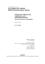 Retrouvez certaines supportrices qui ajoutent du charme. Pdf Deliberative Democracy Legitimacy And Institutionalisation The Irish Citizens Assemblies
