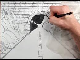 How To Draw A Highway Tunnel In One Point Perspective Youtube One Point Perspective Perspective Drawing Lessons Perspective Art