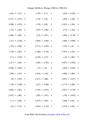 Free Math Worksheet Adding Integers Range 99 To 99 C Integers Worksheet Integers Math Integers