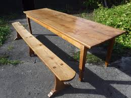 This farmhouse dining table is just right for giving your family and friends a place to gather and its contrasting trestle base has column moldings and rustic farmhouse details. 10 Foot Farmhouse Dining Table With A Good Bench And Pull Out Slide 497887 Sellingantiques Co Uk