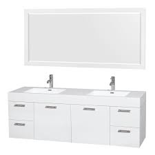 Shop Wyndham Collection Amare White Integral Double Sink Bathroom Vanity With Solid Surface Top Common 72 In X 22 In Actua Resin Countertops Bathroom 72 Bathroom Vanity