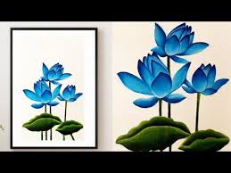 Step By Step Acrylic Painting On Canvas For Beginners Blue Lotus Painting Art Demo Easy Y In 2020 Lotus Painting Blue Flower Painting Acrylic Painting Flowers