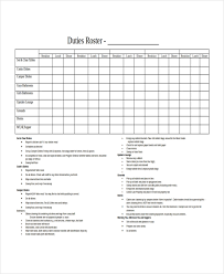 Duty Roster Template 8 Free Word Excel Pdf Document