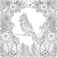Print out the file on a4 or letter size paper or cardstock. Tropical Bird In Jungle With Flowers For Adult Coloring Book Royalty Free Cliparts Vectors And Stock Illustration Image 100203828