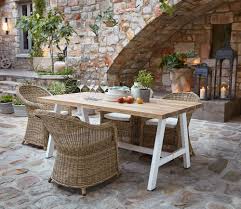 Gartentisch Fur 6 8 Personen Aus Akazienholz Und Weissem Metall L180 Countryside Maisons Du Monde Rattan Gartenmobel Terrassen Tische Gartentisch Holz