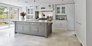 Stylish light grey kitchen interior with modern furniture and stainless steel appliances. Contemporary Grey Kitchen Tom Howley