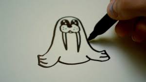 How To Draw A Cartoon Walrus Drawings Cartoon Drawings Drawing Tutorial