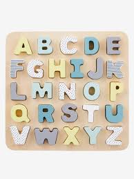 Wooden alphabet puzzles with chunky letters, for early educational learning, montessori teaching for kindergarten and toddlers. Wooden Alphabet Puzzle Board Wood Multi Toys