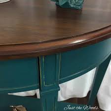 Teal Console Table With Rich Stain Top By Just The Woods Kitchen Table Redo Diy Kitchen Table Teal Furniture