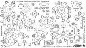 Computer icons, 2d furniture top view, furniture, text png. Modern Office Furniture Icons In Top View Vector Floor Plan Wandsticker Arbeitsplatz Arbeiten Ansehen Myloview De