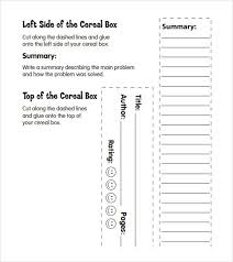Example Of Cereal Box Book Report Cereal Box Book Report Book Report Templates Book Report