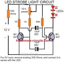 Power led's are now around $3, so this is a very inexpensive project with many uses, and you can circuit parts (refer to the schematic diagram). How To Make Any Light A Strobe Light Using Just Two Transistors Homemade Circuit Projects