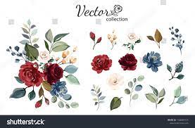 You tell me how your picture is different. Set Of Floral Branch Flower Red Burgundy Navy Blue Rose Green Leaves Wedding Conce Floral Poster Floral Watercolor Background Watercolor Flower Background