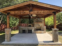 16x16 Pad With Fireplace And Forno Bravo Casa 80 Pizza Oven And Cedar Pavilion Backyard Pavilion Backyard Patio Designs Outdoor Kitchen Patio