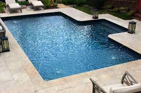 Deep Blue Vinyl Liner Pool Simple Design Stair Entry With Deck Jets Vinyl Pool Pools Backyard Inground Vinyl Pools Inground