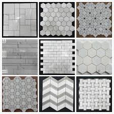 Marble tile lines the shower for a luxurious feel. Natural White Grey Marble Herringbone Mosaic Tiles For Kitchen Bathroom Flooring China Mosaic Herringbone Mosaic Made In China Com