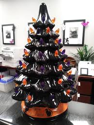 Black halloween nightmare ceramic tree with colorful round globe lights and star, 6 inch tall electric ul approved fixture by texasceramics. Best Choice Products Pre Lit 15in Ceramic Halloween Tree Holiday Decoration W Orange Purple Bulb Lights Walmart Com Walmart Com
