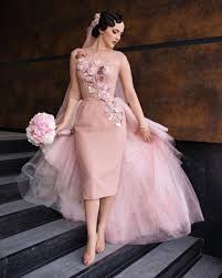Idda Van Munster In Her Wedding Dress And Veil By Ginger Jackie Tailorshop Short Bridal Gown Blush Pink Wedding Dress Bridal Gown Tulle