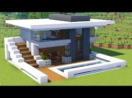 как построить дом в майнкрафте в стиле хай тек Dom Haj Tek S Bassejnom Dlya 2 Igrokov Youtube Easy Minecraft Houses Modern Minecraft Houses Minecraft Mansion