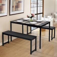 3 Piece Dining Table Set With Two Benches Dining Room Furniture Modern Kitchen Table Wood Furniture