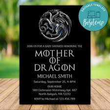 Create your own online baby shower invitations within minutes, no design skills needed. Editable Game Of Thrones Baby Shower Invitation Diy Bobotemp
