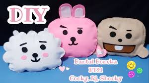 Diy Boneka Bt21 Cooky Rj Shooky Cara Membuat Boneka Bantal Bt21 Youtube Bantal Boneka Lucu