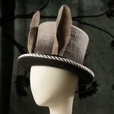 Black And White Striped Top Hat Top Hat With Rabbit Ears March Hare Top Hat Black And Gray Etsy March Hare Costume Rabbit Ears March Hare