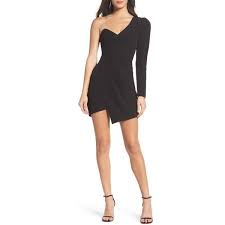 Women S Bardot Anja One Shoulder Sheath Dress Featuring Polyvore Women S Fashion Clothing Dresses Black One Shoulder Mini Dress Sheath Dres One Sleeve Dress One Shoulder Cocktail Dress Dresses