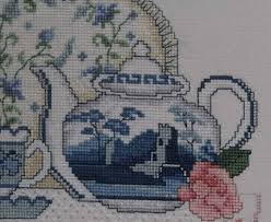 Maybe you would like to learn more about one of these? Needlework Oriental Blue Willow Hand Stitched Tea Time Antigo Trunk