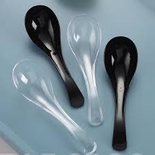 100pcs /Pack 12cm Disposable Plastic Meal Spoon Fast Food Soup Ladle (Transparent)