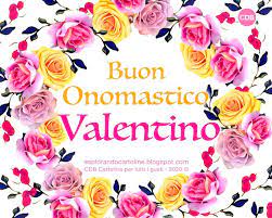 Cartolina Buon Onomastico Valentino Auguri Anche Per Valentina Con Immagine Floreale Di Corona Di Rose Buon Onomastico Onomastico Cartoline
