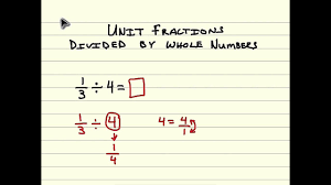 Learn how to work out fractions of numbers. Divide Unit Fractions By Whole Numbers Youtube
