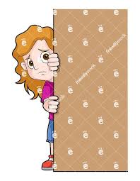 Kid vengeance is feelings and emotions. Shy Little Girl Peeking Out Cartoon Vector Clipart Friendlystock Cartoon Clip Art Shy Kids Boy Drawing