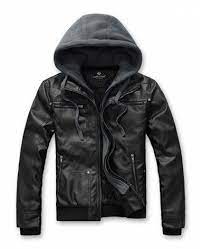 Mens Pu Leather Jacket With Removable Hood Leather Jacket Men Leather Jacket Leather Jacket With Hood