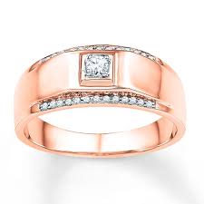 White and rose gold mens wedding band. Men S Wedding Band 1 6 Ct Tw Diamonds 10k Rose Gold Kay