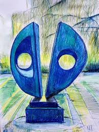 Dulwich Park Barbara Hepworth Sculpture Pencil On Paper Art Landscape Barbara Hepworth Sculpture Art Sculpture Art