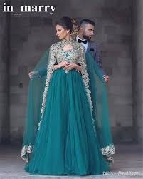 Abayas Kaftan Muslim Caped Long Evening Gowns 2017 A Line High Neck Gold Lace Appliques Hunter Green Plus Size Beaded Turkish Prom Gow Kiyafet Elbise Elbiseler