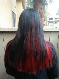 Black Top Red Underneath Black Red Top Underlights Hair Black Black Red Hair Underlights Hair Cherry Hair Colors