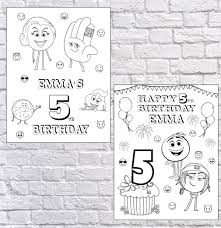 Personalized Emoji Movie Party Coloring Pages Pdf File Not Etsy Personalized Emoji Coloring Pages Emoji Coloring Pages
