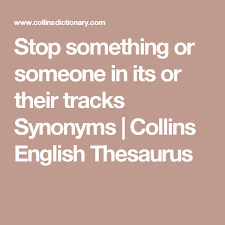 Stop Something Or Someone In Its Or Their Tracks Synonyms Collins English Thesaurus Thesaurus Collins Synonym
