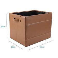 Faux leather cube storage bin. Yoweenton Faux Leather Organizers Foldable Cube Storage Basket Bin Box With Handle For Magazines Books Newspapers 18x10x10inch Gray Magazine Holders Home Kitchen