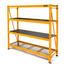 Dewalt Yellow 4 Tier Steel Garage Storage Shelving Unit 77 In W X 72 In H X 24 In D Dxst10000 The Home Depot In 2021 Industrial Storage Racks Industrial Storage Garage Storage Shelves