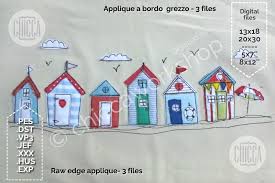 Beach Cabins Applique Design for Embroidery Machine - Etsy